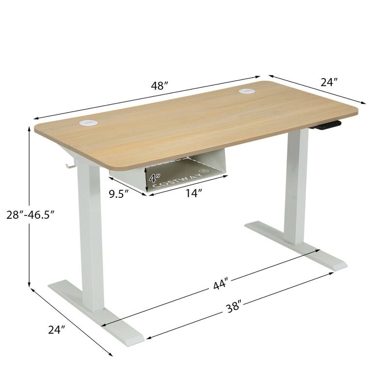 Costway 48'' Electric Standing Desk Height Adjustable w/ Control Panel & USB Port, 3 of 11