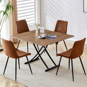 Dining Table Sets, Modern Minimalist Multifunctional Lift Table Sets, 1Table+4 Chairs, Rectangular Coffee Table Sets - 1 of 4