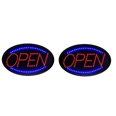 Alpine Industries 23 in. x 14 in. LED Oval Open Sign 2 Pack (497-02-2PK)