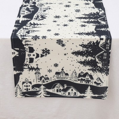 Unique Bargains Table Runner Rectangular Winter Christmas Pattern 20 Linen Colorful 1 Pc