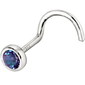 Jewelry Avalanche 22G 14K Gold Bezel-set Alexandrite Nose Screw Nose Stud - 1 of 3