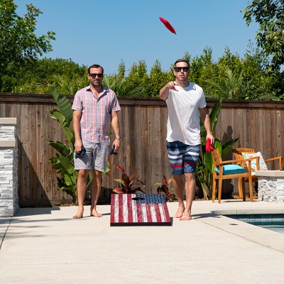 American Flag MDF Cornhole Set with Bean Bags and Carrying Case
