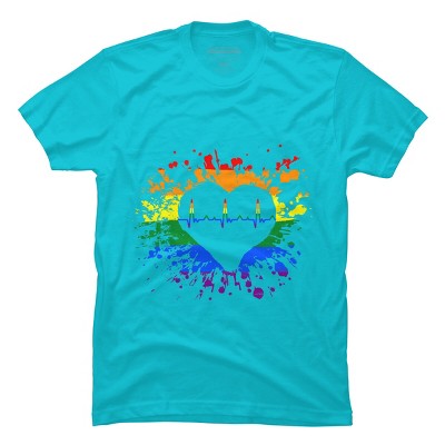 Adult Design By Humans Pride Heartbeat EKG Splatter By LegatoTendo T-Shirt