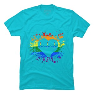 Adult Design By Humans Pride Heartbeat EKG Splatter By LegatoTendo T-Shirt - 1 of 2