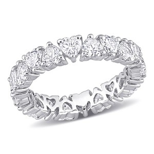 EVERLY JEWELRY | Sterling Silver 3.4 CT DEW Created White Moissanite Heart Eternity Ring - 1 of 4