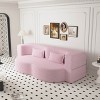 APRILSOUL Modern Floor Sofa with 2 Pillows, Convertible Teddy Fabric Foam-Filled Sleeper Sofa Bed, Full Size Folding Mattress - 4 of 4