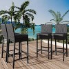 Wicker Woven Outdoor Bar Stools Set of 2, Rattan Patio Stools & Patio Bar Chairs Armless, Outdoor Bar Height Chair w/Soft Seat Cushion - 2 of 4
