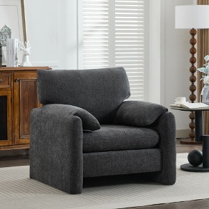 Chenille Oversized Accent Chair, Sofa Chair with Large Seat and Wide Armrests, Modern Armchair Reading Chairs for Bedroom Living Room-HYLEORY - 1 of 4