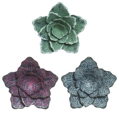 Transpac Small Metal Rustic Flower Decor Set of 3 Spring Home Decorations