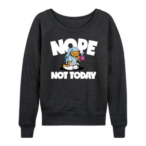 Women's - Garfield - Nope Not Today Lightweight French Terry Wide Neck Long Sleeve Shirt - 1 of 4