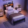 GDFStudio Kian Modern Twin Size Metal Platform Bed Frame with Storage Headboard, Charging Station and LED Lights - 2 of 4