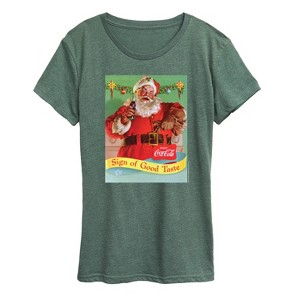 Women's - Coca-Cola - Vintage Christmas Santa Sign Of Good Taste Short Sleeve Graphic T-Shirt - 1 of 4