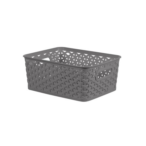 Large Woven Rectangular Storage Basket Gray/white - Brightroom