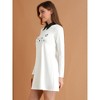 Allegra K Women's Contrast Collar Cat Face Printed Long Sleeve Swing Flare Mini Dress - 4 of 4