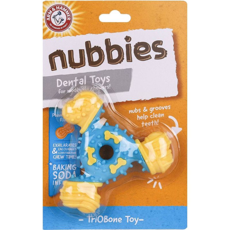 Arm &#38; Hammer Nubbies Trio Bone Dental Dog Toy - Blue/Yellow, 3 of 9