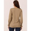 Seta T Women's V Neck Long Sleeve Smocked Cuff Casual Fall Winter Fashion T-Shirt - 4 of 4