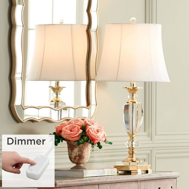 Vienna Full Spectrum European Style Table Lamp with Table Top Dimmer 28.75" Tall Brass Clear Crystal White Fabric Empire Living Room Bedroom, 2 of 10