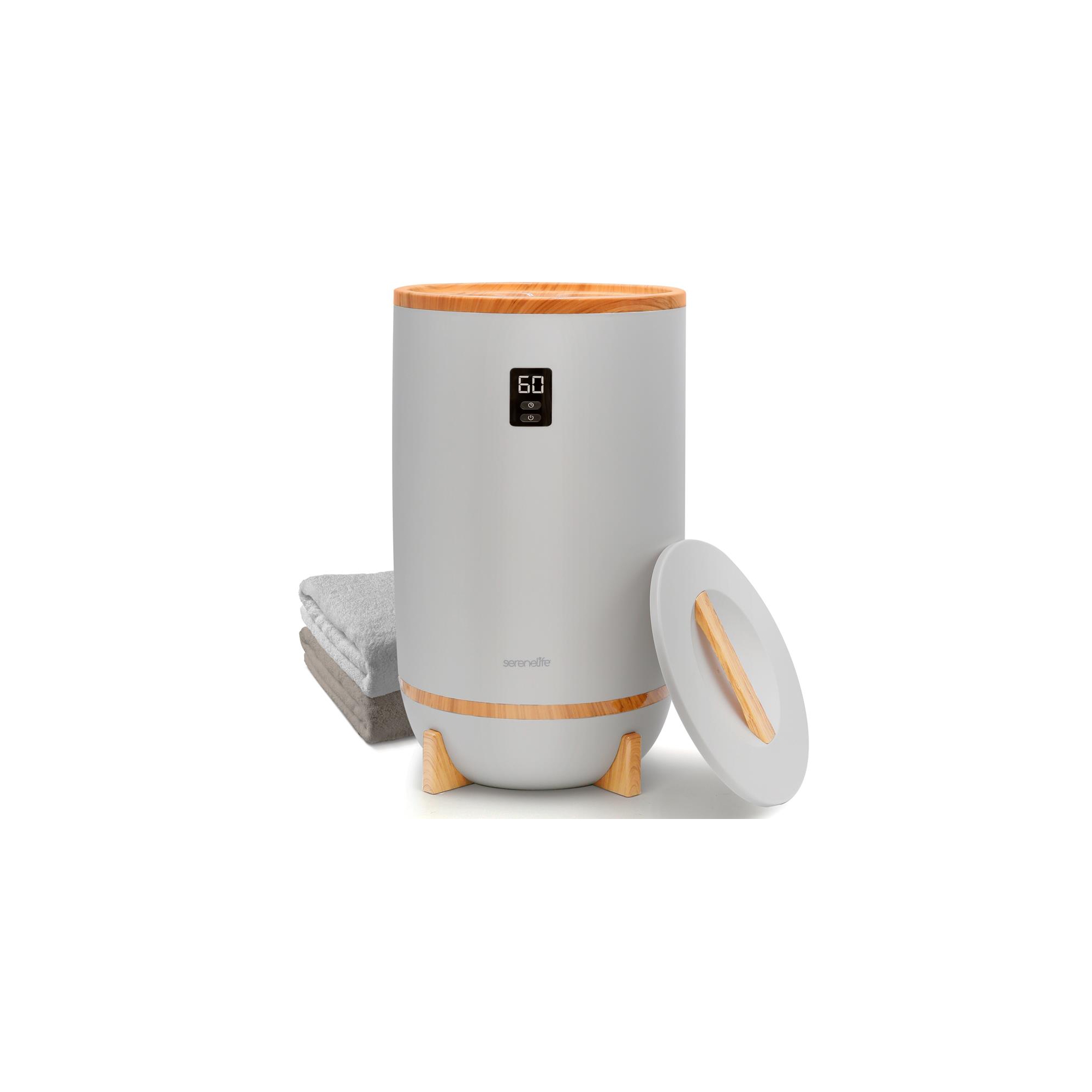 SereneLife Single Touch Towel & Blanket Warmer - Gray, with Fragrant Disc Holder & LED Ring, 20L Capacity