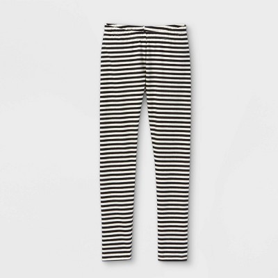 Girls' Striped Leggings - Cat & Jack™ Black/Cream