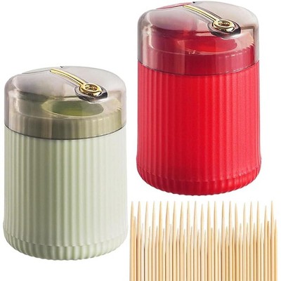 Automatic Toothpick Dispenser with Toothpicks 300 Count, Dark Green+Light Green, Kitchen & Dining Essential for Home