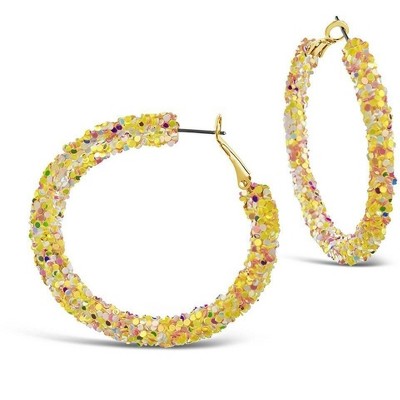 SHINE by Sterling Forever 2" Sparkle Hoop Earrings