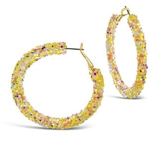 SHINE by Sterling Forever 2" Sparkle Hoop Earrings - 1 of 4