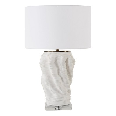 Uttermost 30296-1 Stratified White Table Lamp with Layered Ring Ceramic Base and Brass Accents, 4 of 9