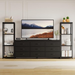 89" TV Stand with 9 Fabric Drawers and 4-Tier Shelves, Modern Entertainment Center for 75" TVs - 1 of 4
