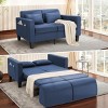 Homdox 6-in-1 Convertible Sofa Bed, 58" Loveseat Sleeper w/ Pull Out Bed, Storage Pockets & 2 Pillows, Modern Linen Futon - 2 of 4