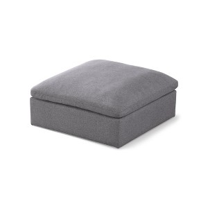Meridian Furniture,Serene Grey Linen Textured Fabric Deluxe Comfort Modular Ottoman - 1 of 4