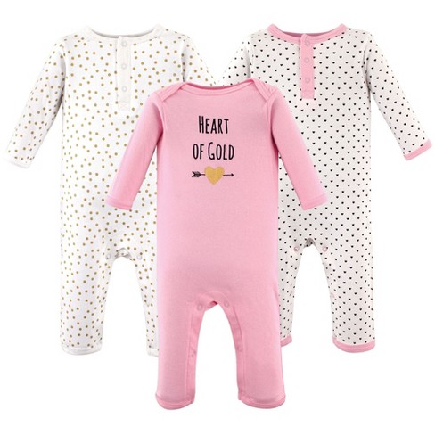 Hudson Baby Infant Girl Cotton Coveralls 3pk, Heart - image 1 of 4