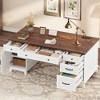 60" Executive Desk with Power Outlet, Home Office Desk with Drawers, Wooden Work Desk with File Cabinet, Computer Desk for Work, Study, Writing - 2 of 4