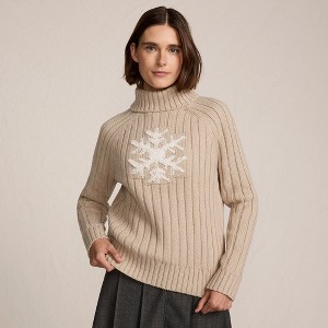 Lands' End Women's Cozy Lofty Cable Turtleneck Sweater - 1 of 4