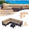 ALAULM Patio Furniture 7 Pieces Outdoor Sectional PE Rattan Sofa Set Brown Manual Wicker Patio Conversation Set - 2 of 4