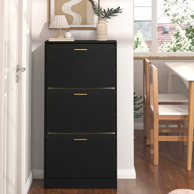 Shoe Cabinet with 3 Flip Drawers, Freestanding Shoe Storage Organizer, Hidden Narrow Shoe Rack for Entrance Hallway Living Room