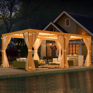 Erommy 12' x 20' Outdoor Louvered Pergola with Adjustable Aluminum Frame Rainproof Roof - 1 of 4
