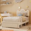 Twin/Full Boucle Bed Frame w/Flower Headboard Upholstered Princess Bed Frame for Kids/ Platform Bed Frame w/ Drawers&Lights - 4 of 4