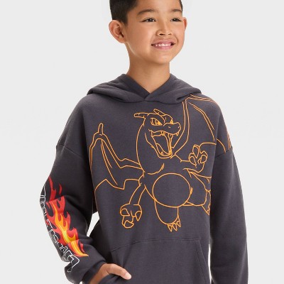 Pokemon Brandclub Boys Pokemon Charizard Pullover Sweatshirt Charcoal Gray S