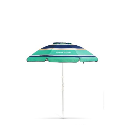 6'x6' Outdoor Beach Umbrella with Silver Frame & Green Sun - Life is Good