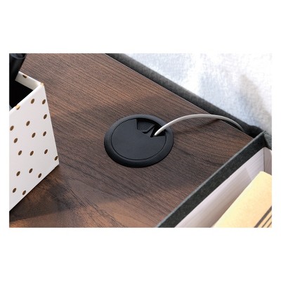 Grand Walnut 2-Drawer Lockable Lateral Filing Cabinet with Brass Handles