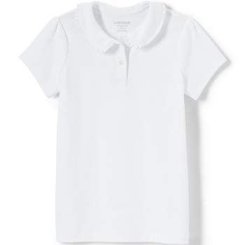 Lands' End Kids Short Sleeve Ruffled Peter Pan Collar Knit Shirt