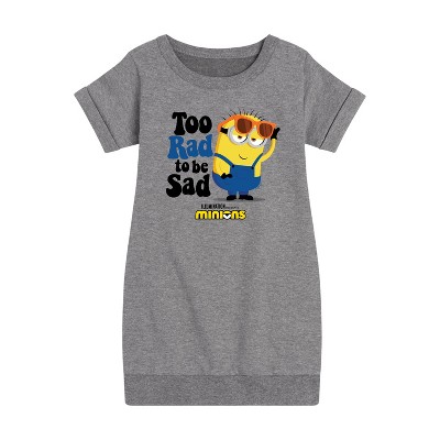 - Despicable Me Minions - Too Rad To Be Sad Graphic Short Sleeve Fleece Dress