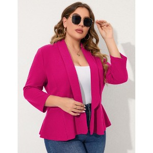 YESFASHION Women Plus Size Casual Blazer Open Front Long Sleeve Work Office Cardigan Jackets - 1 of 3