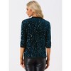 Allegra K Women's Open Front Collarless 3/4 Sleeve Sequin Velvet Jacket - 4 of 4
