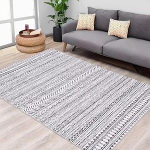 Bedroom Carpet, Indoor Bohemian Style Carpet, Soft Non-Slip, Machine Washable, Bedroom/Office/Living Room/Dining Room Soft Decorative Carpet - 1 of 4