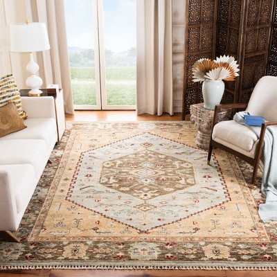 Samarkand Hand-Knotted Blue Wool Rug - 9x12 Feet