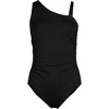 Lands' End Womens Chlorine Resistant Shirred One Shoulder One Piece Swimsuit Removable Adjustable Strap - 4 of 4