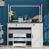 NicBex Vanity Desk with Mirror Makeup Table with Large Mirror, Minimalist Dressing Table, Visual Desktop and Cushioned Stool - 3 of 4