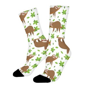 Sloth Women Printed Crew Socks Funny Funky Socks Soft Polyester Novelty Gifts for Artists Men - 1 of 1