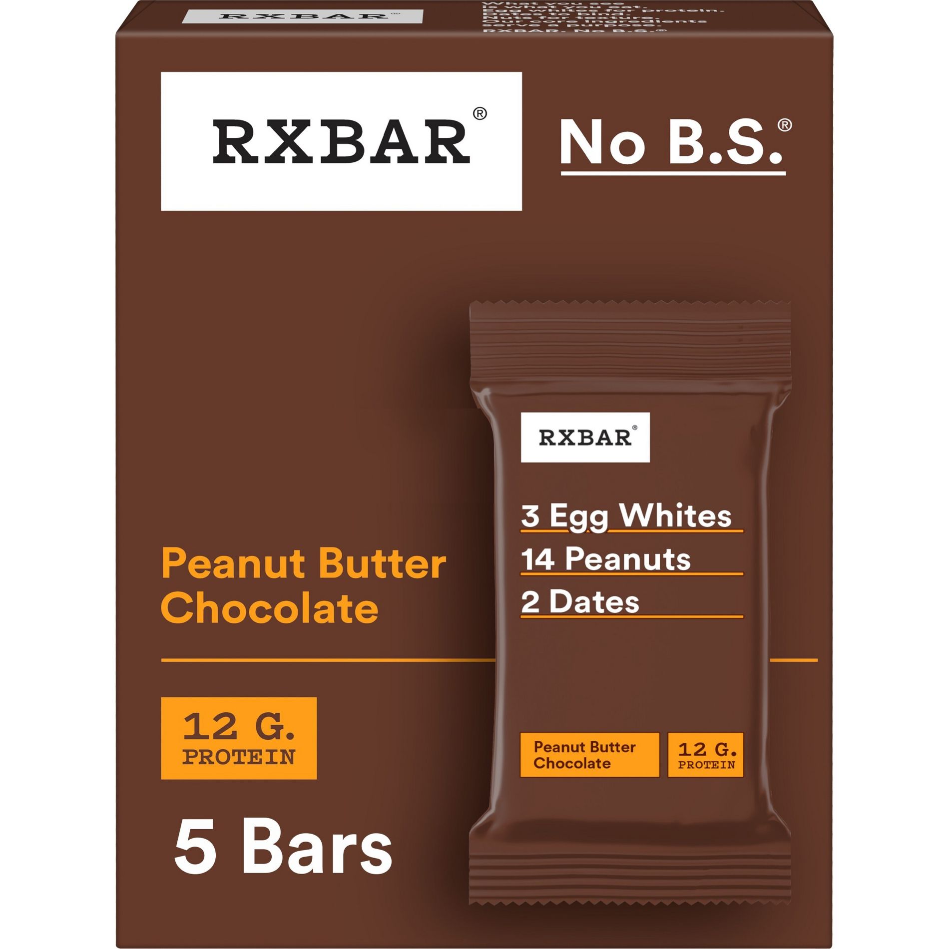 RXBAR Peanut Butter Chocolate Protein Bars - 12g Protein - 9.1oz/5ct